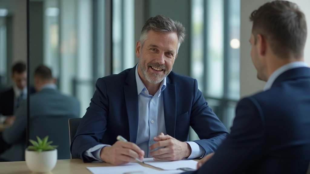 Профессиональное фото профессионала, ведущего деловые переговоры с клиентом за столом переговоров